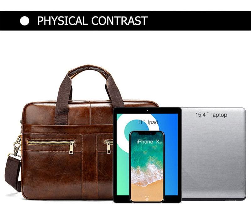 New Vintage Leather Men Bag - Genuine Leather Messenger Bag - Men Shoulder Bags Male Laptop Briefcase Bag Casual Men Handbag (3MA1)(LT4)(1U78) - Deals DejaVu