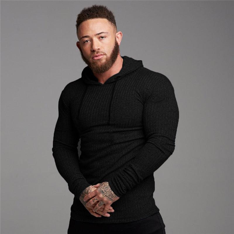 New Fashion Men's Hooded T-shirt - Slim Fit Sweaters Knittwear Mens Long Sleeve Pullovers (TM5)(CC1)(1U100)(TM7)(1U101)(1U100)