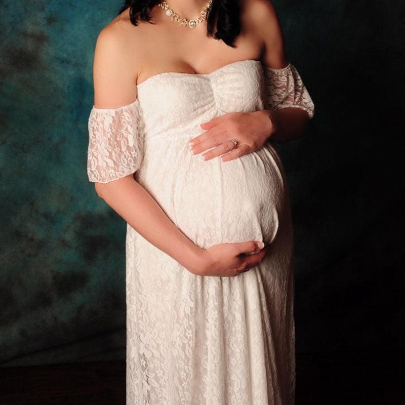 Maternity Wedding Dress Sexy Lace Photography Props Pregnancy Woman Photo Shoot Pregnant Baby Shower Clothes Cotton Maxi Gown (Z6)(1Z1)(2Z1)(3Z1)(7Z1) - Deals DejaVu