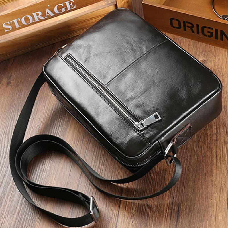 Amazing Vintage Men Genuine Leather Shoulder Bag - Mens Messenger Bags - Male Crossbody Handbag Tote Bags Business Casual Bags For Men (3MA1)(LT4)(1U78) - Deals DejaVu