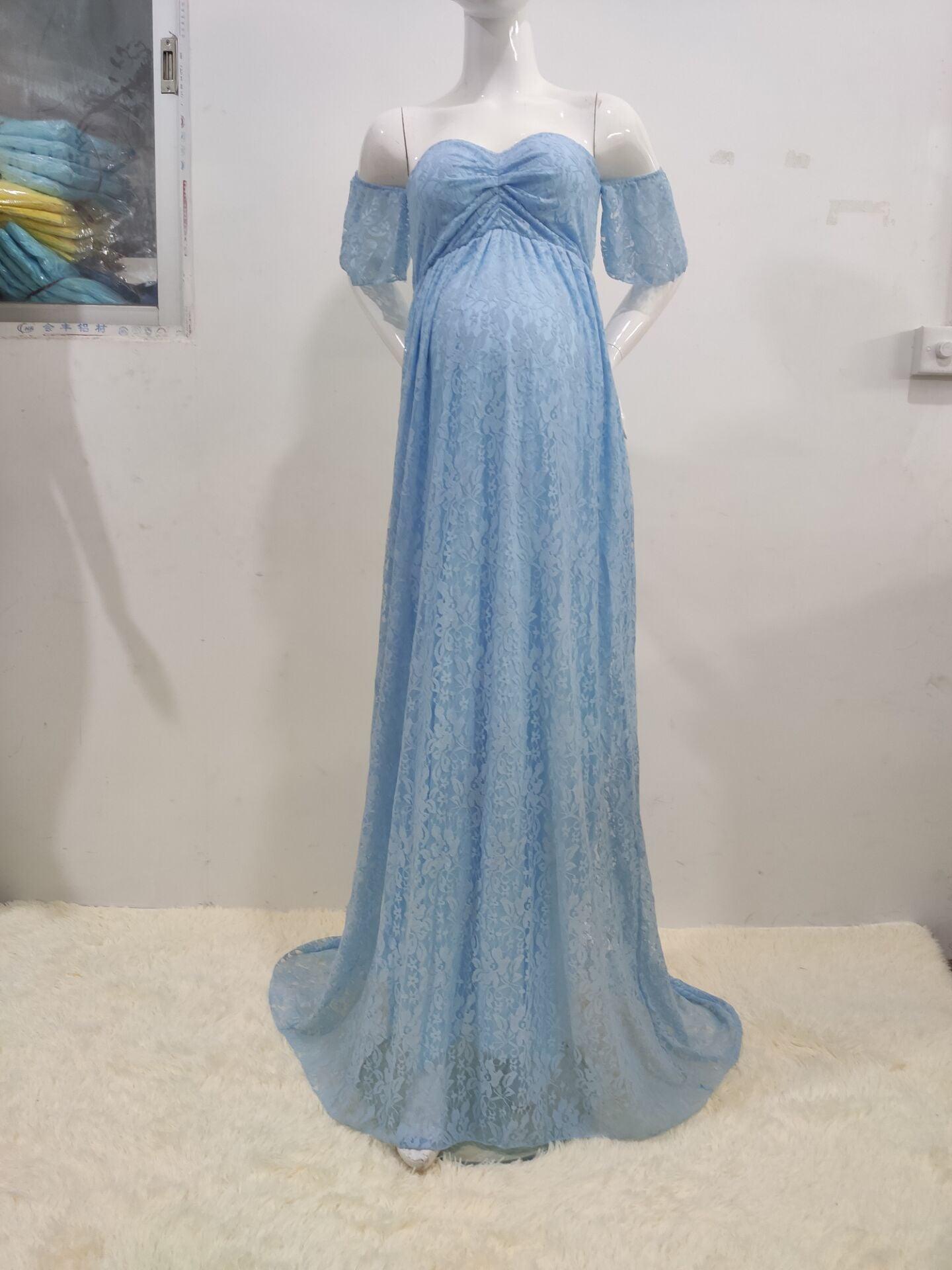 Maternity Wedding Dress Sexy Lace Photography Props Pregnancy Woman Photo Shoot Pregnant Baby Shower Clothes Cotton Maxi Gown (Z6)(1Z1)(2Z1)(3Z1)(7Z1) - Deals DejaVu