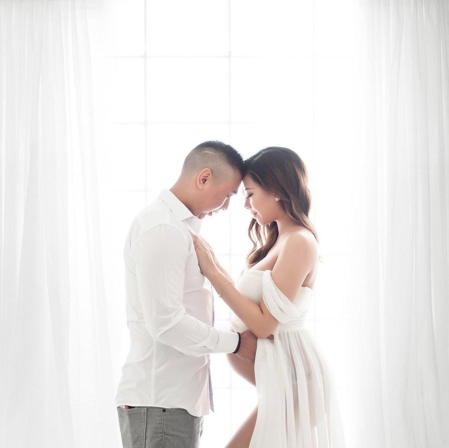 Great White Maternity Dresses For Photography Gown - Baby Shower Dresses -Prenatal Photo Clothes Chiffon Floor(1U5)(Z6)(Z8)(1Z1)(2Z1)(3Z1)(4Z1)(7Z1)