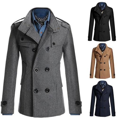 Latest Autumn British Style Long Coat - Men Double Breasted Windproof Warm Slim Trench Casual Plus Size Overcoat Jackets (D100)(TM4)(CC1) - Deals DejaVu