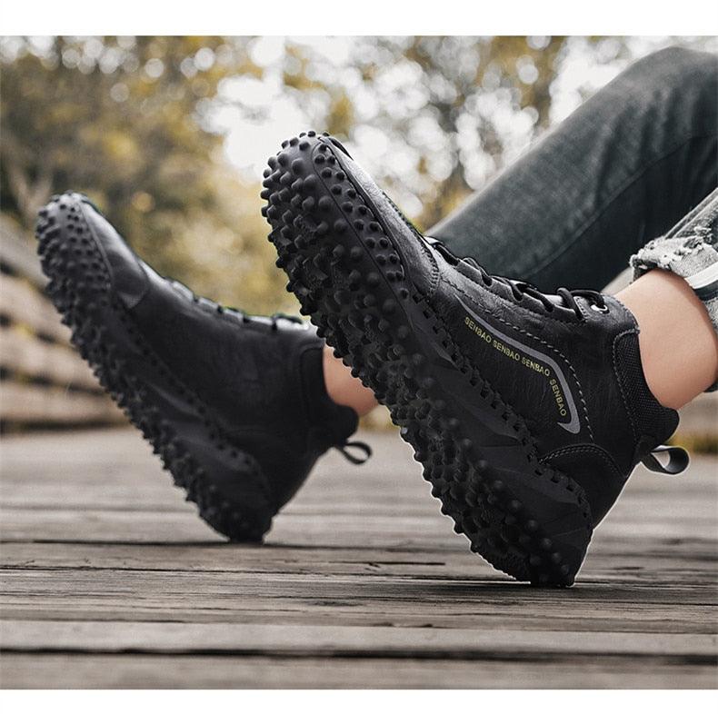 New Winter Men Boots - Thick Plush Warm Men Snow Boots - Leather Ankle Boots Handmade Motorcycle Boots Outdoor Shoes (MSB4)(MSB5)(MSB4A) - Deals DejaVu