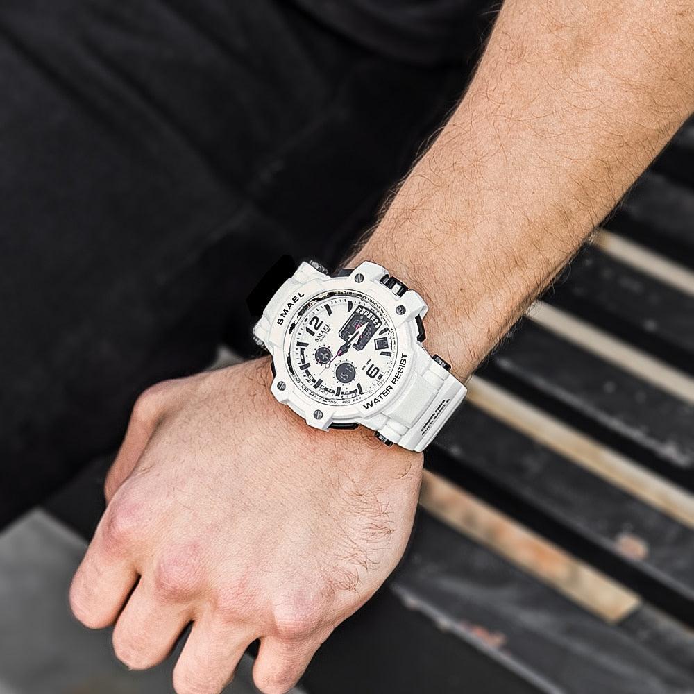 Sport Watches For Men Military Clock - Watch 50M Waterproof Luminous White Wristwatch Band (MA9)(RW)(1U84)