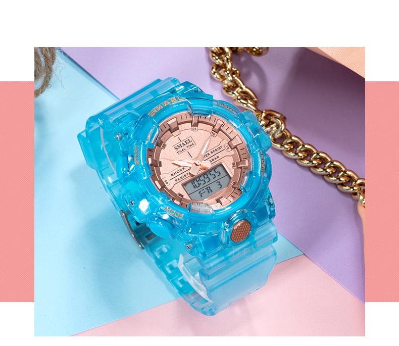 Woman Watch Quartz - Sports Watches Kids 50M Waterproof Wristwatches - Jelly Starp Clock 8025 Children Clocks Lady Watch Women (RW)(1U82)(1U84)(1U48)