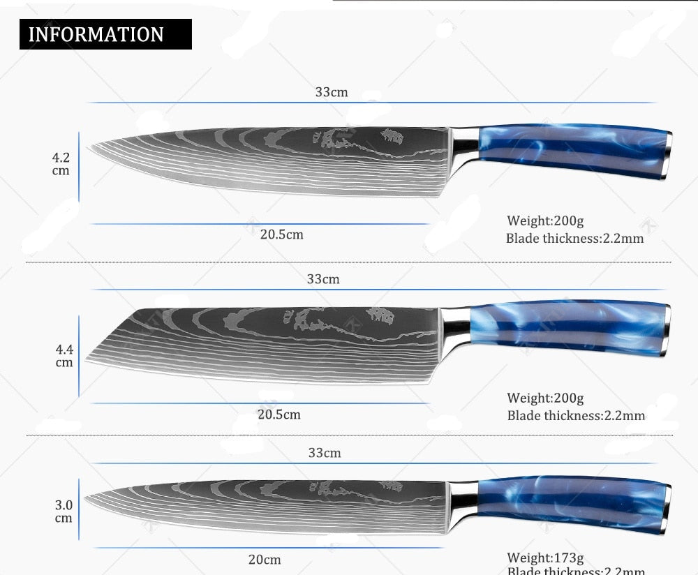 New Japanese Kitchen Knives Laser Damascus Pattern Chef Knife Sharp Santoku Cleaver Slicing Utility Knives Tool (AK5)(1U61)