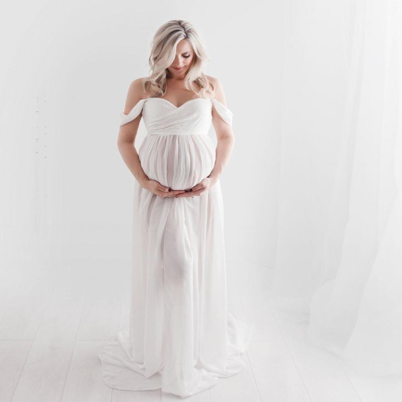 Great White Maternity Dresses For Photography Gown - Baby Shower Dresses -Prenatal Photo Clothes Chiffon Floor(1U5)(Z6)(Z8)(1Z1)(2Z1)(3Z1)(4Z1)(7Z1)