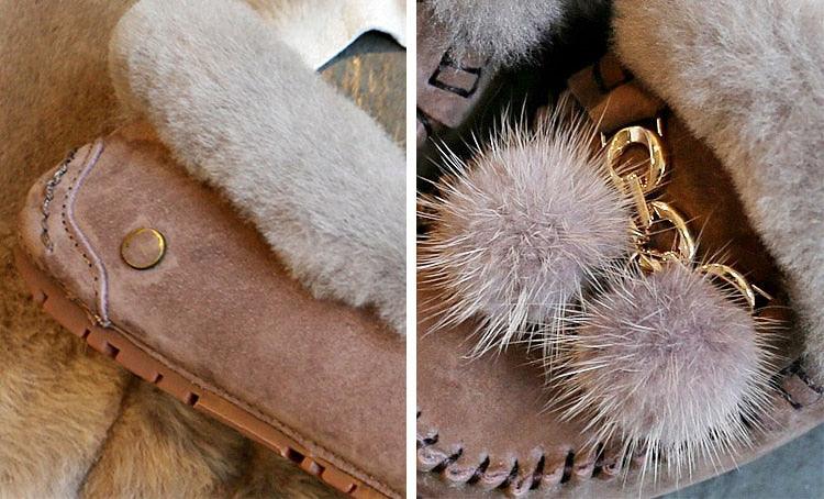 Trending Winter 100% Genuine Leather Real Wool Women Flats New Fashion Female - Plus Size Snow Shoes (FS)(CD)(1U40)(1U38)(1U107)