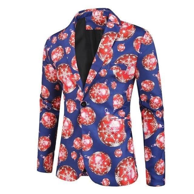 Men's Christmas Blazers Jacket - Floral Print Painting 3D - Party Coat Casual Slim Fit Blazer (T2M)(CC5) - Deals DejaVu