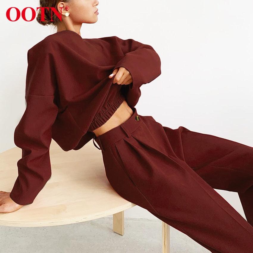 Great Brown Pencil Pants Female Autumn Winter Elegant Ladies Plain Casual Black Pants - Office Work Straight Women Trousers (D25)(BP)(1U25) - Deals DejaVu