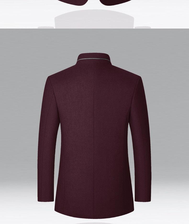 Warm Wool Stand Collar Coat Men Solid Slim Daily Windproof Vintage - Plus Size Woolen Winter Overcoat (D100)(TM4)(CC1) - Deals DejaVu