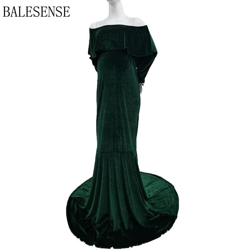 Maternity Dresses for Baby Showers Long Sleeve Pregnant Women Velvet Maxi Gown Dress Sexy V Neck Pregnancy Dress for Photo Shoot