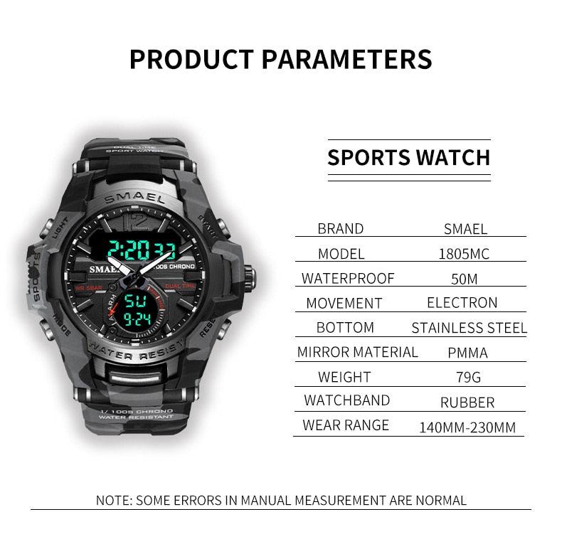 Men Watches - Sport Watch Waterproof 50M Wristwatch Relogio Masculino Militar 1805 Men's Clock (MA9)(RW)(1U84)