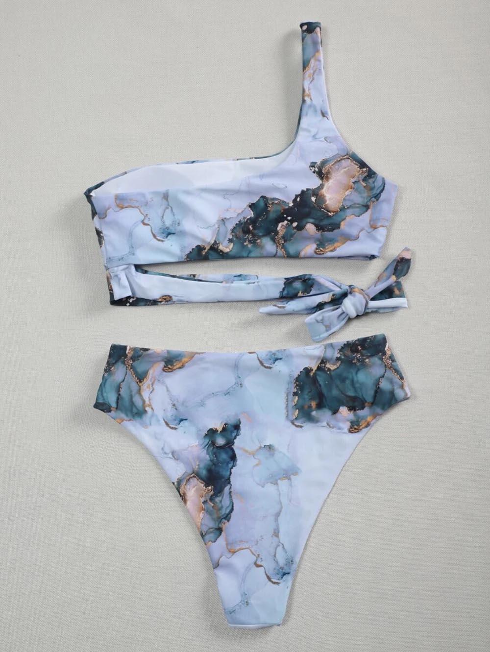 New Print Sport Bandeau Push up Bikinis - Sexy Marble Women Swimsuit High Waist Swimwear Women bathing suit Beach wear (TB8D)(1U26)(F26) - Deals DejaVu
