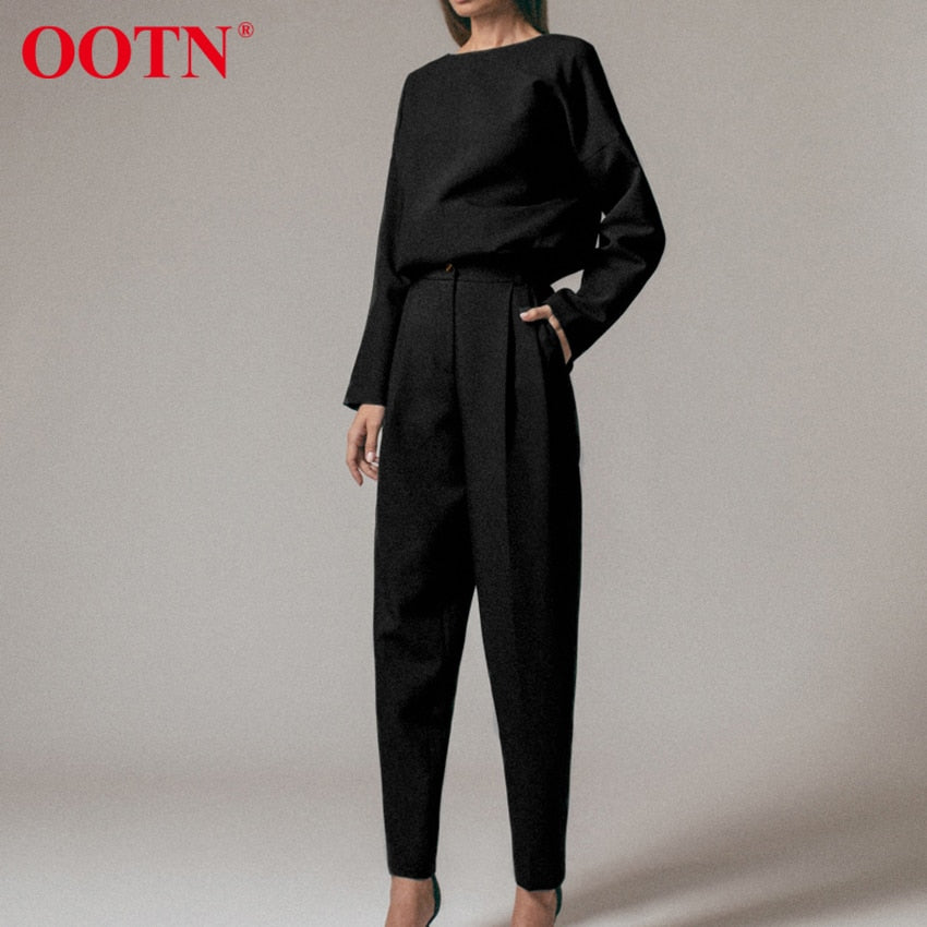 Great Brown Pencil Pants Female Autumn Winter Elegant Ladies Plain Casual Black Pants - Office Work Straight Women Trousers (D25)(BP)(1U25) - Deals DejaVu