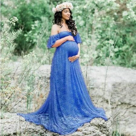 Maternity Wedding Dress Sexy Lace Photography Props Pregnancy Woman Photo Shoot Pregnant Baby Shower Clothes Cotton Maxi Gown (Z6)(1Z1)(2Z1)(3Z1)(7Z1) - Deals DejaVu