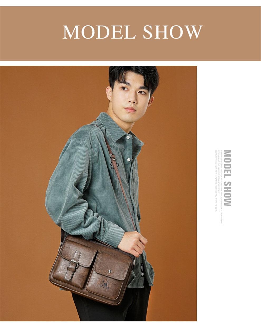 Great Men's Briefcase - Casual bag Men Small Messenger Bag - Vintage Shoulder Bags Male Flap Bags Capacity Men Handbag for male (3MA1)(LT4)(1U78) - Deals DejaVu