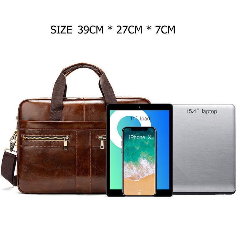 New Vintage Leather Men Bag - Genuine Leather Messenger Bag - Men Shoulder Bags Male Laptop Briefcase Bag Casual Men Handbag (3MA1)(LT4)(1U78) - Deals DejaVu