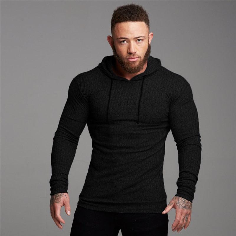 New Fashion Men's Hooded T-shirt - Slim Fit Sweaters Knittwear Mens Long Sleeve Pullovers (TM5)(CC1)(1U100)(TM7)(1U101)(1U100)
