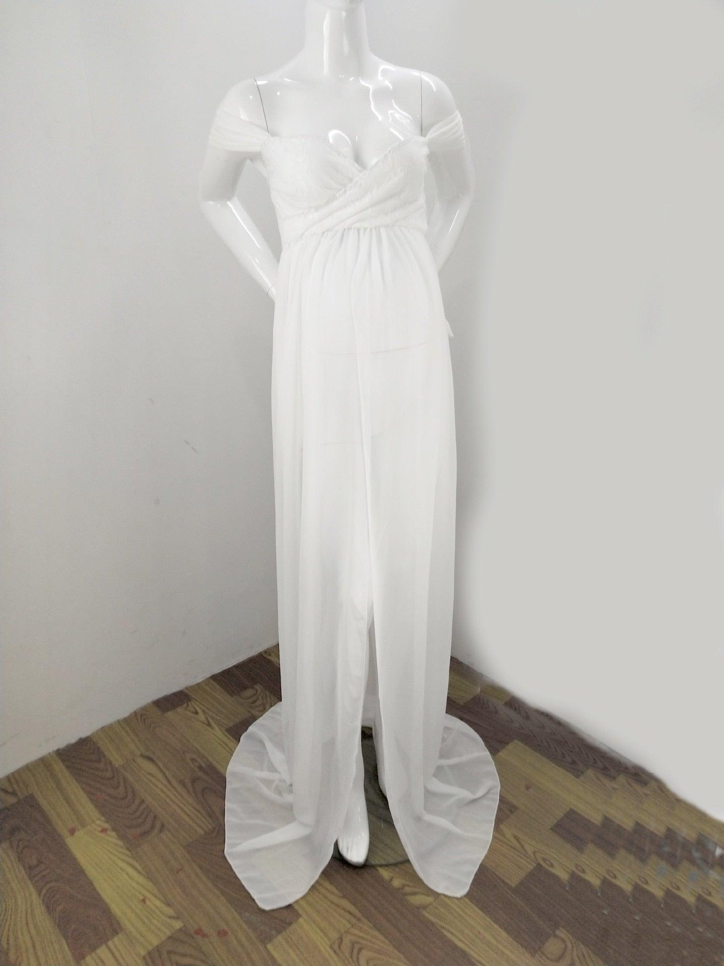 Great White Maternity Dresses For Photography Gown - Baby Shower Dresses -Prenatal Photo Clothes Chiffon Floor(1U5)(Z6)(Z8)(1Z1)(2Z1)(3Z1)(4Z1)(7Z1)