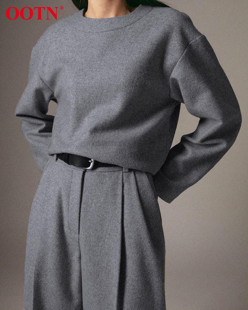 Amazing Office Work Trousers Ladies High Waist Gray Pants - Women Autumn Winter Woolen Pocket Casual Pencil Pants Female Fashion (BP)(1U25) - Deals DejaVu