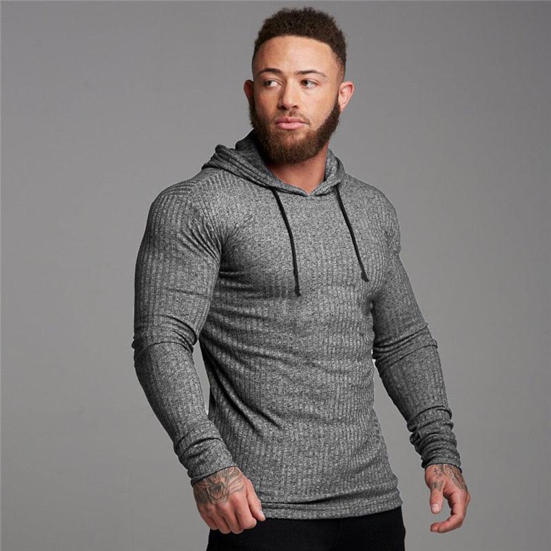 New Fashion Men's Hooded T-shirt - Slim Fit Sweaters Knittwear Mens Long Sleeve Pullovers (TM5)(CC1)(1U100)(TM7)(1U101)(1U100)