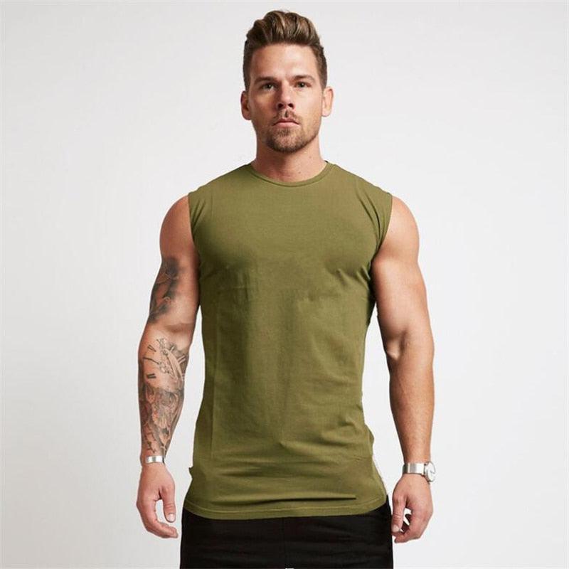 Summer Newest Brand Mens Curved Hem Solid Color Gyms Stringers - Vest Bodybuilding Clothing Fitness Man Tanks Tops (TM7)(1U101)(1U100)