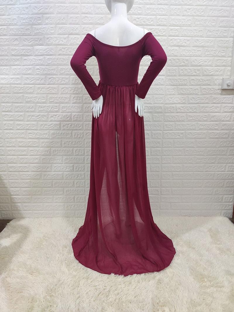 Long Tail Maternity Dresses Photography Props V-Neck Maxi Gown Cotton Dress Pregnant Women Pregnancy Autumn Photo Shoot Clothes (Z6)(1Z1)(2Z1)(3Z1)(7Z1) - Deals DejaVu