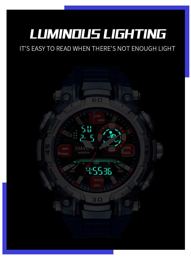 Quartz Watch For Men - Waterproof Stopwatch LED - Male Clock - Sport Watches Men relogio masculino Digital (MA9)(RW)(1U84)
