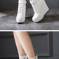 Fashion Lace Black Platform Wedge Ankle Boots For Women - Lace Up Bridal Shoes Wedding White Ladies Boots (BB2)(CD)(WO4)(BB5)(F38)(3U38) - Deals DejaVu
