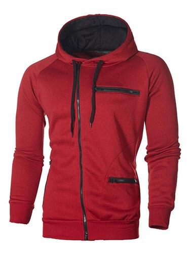 Fashion Brand Men's Hoodies - Spring Autumn Male Casual Hoodies Sweatshirts -Men's Zipper Solid Color Hoodies (TM5)(CC1)(1U100)