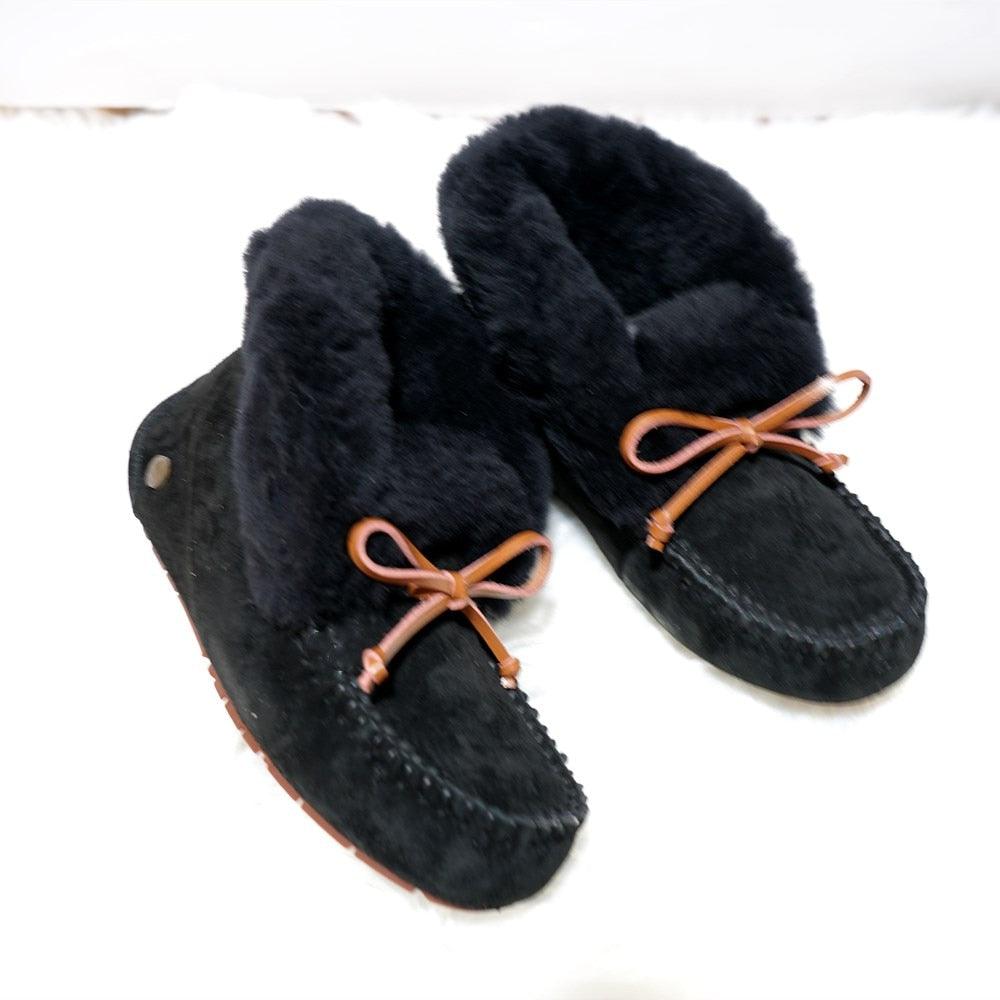 Amazing 100% Genuine Leather waterproof women flat shoes - comfortable winter warm natural fur snow shoes fashion non-slip (FS)(CD)(1U40)(1U38)(1U107)