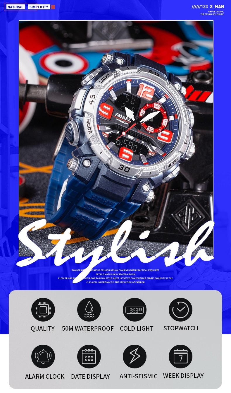 Quartz Watch For Men - Waterproof Stopwatch LED - Male Clock - Sport Watches Men relogio masculino Digital (MA9)(RW)(1U84)