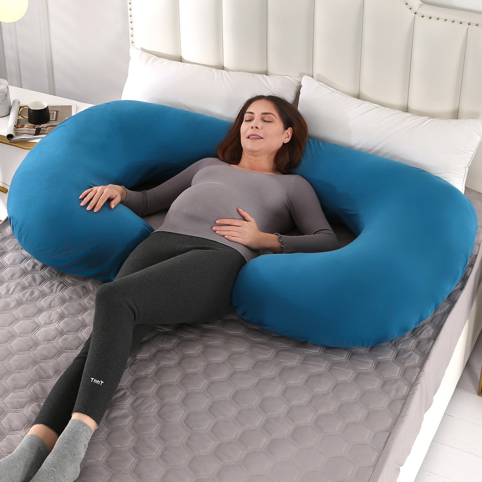 Superior Quality Pregnancy Pillow - Large Size Sleeping - Support Pillow For Pregnant Women - Nice J Shape Maternity Pillows (8Z2)(9Z2)(1Z3)(1U7) - Deals DejaVu
