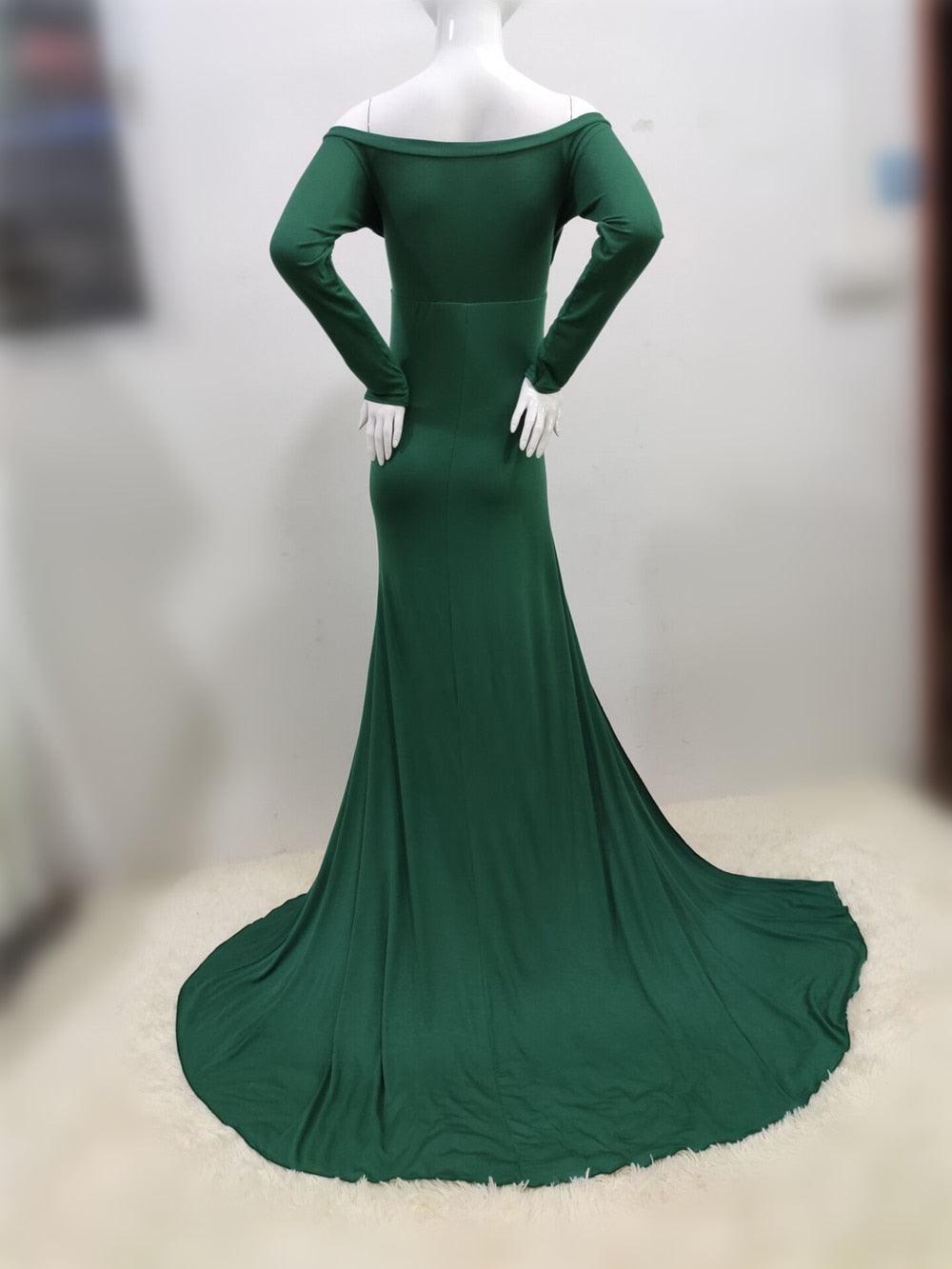 Sexy Maternity Dresses - For Photo Shoot Maxi Gown Split Side Women Pregnant Photography Props (1U5)(Z6)(Z8)(1Z1)(2Z1)(3Z1)(4Z1)(7Z1)
