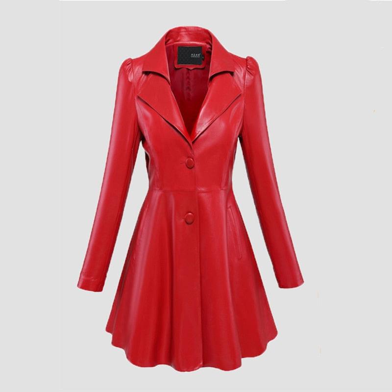 Gorgeous Fit and flare faux leather coat - Notched lapel long sleeve puff sleeve Skirted Black Elegant leather blazer- slim fit (TB8B)(TB8A)(TP3)(1U23) - Deals DejaVu