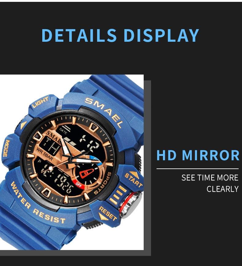 Military Watch For Men 50M Waterproof Clocks Luminous - Hands Digital Wristwatches Black Gold (MA9)(RW)(1U84)