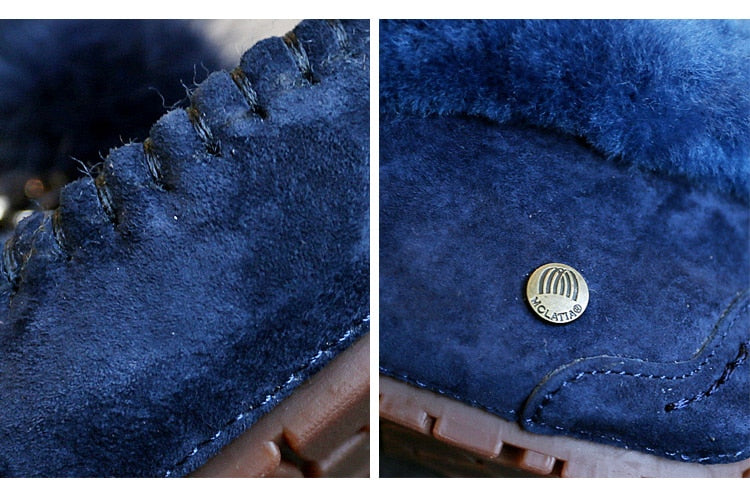 Trending Winter 100% Genuine Leather Real Wool Women Flats New Fashion Female - Plus Size Snow Shoes (FS)(CD)(1U40)(1U38)(1U107)