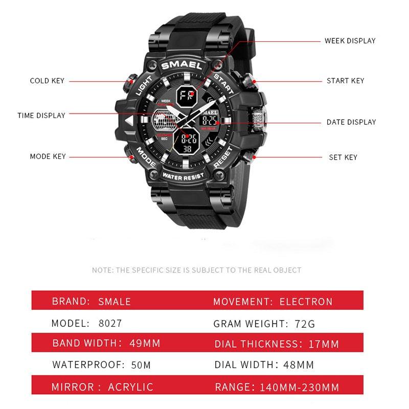 Sport Watches - Men Watch Military Army 50M Waterproof Auto Date Alarm Clock 8027 Quartz (MA9)(RW)(1U84)