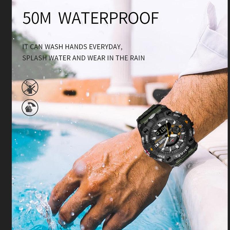 Military Watches - Men Sport Watch - New 50M Waterproof Wristwatch Stopwatch Alarm LED Light (MA9)(RW)(1U84)