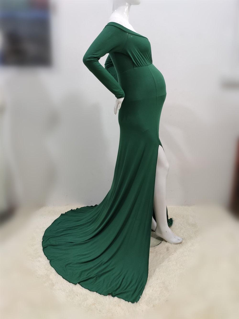 Sexy Maternity Dresses - For Photo Shoot Maxi Gown Split Side Women Pregnant Photography Props (1U5)(Z6)(Z8)(1Z1)(2Z1)(3Z1)(4Z1)(7Z1)