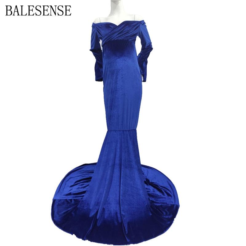 Maternity Dresses for Baby Showers Long Sleeve Pregnant Women Velvet Maxi Gown Dress Sexy V Neck Pregnancy Dress for Photo Shoot