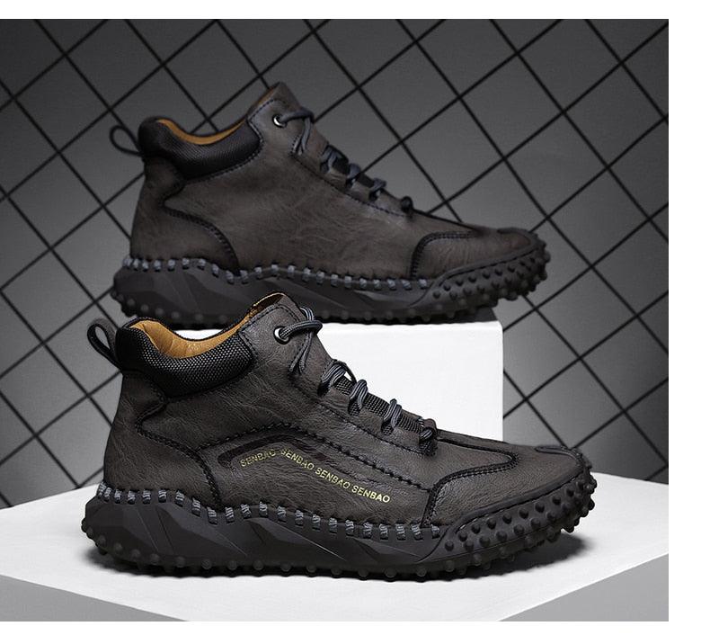New Winter Men Boots - Thick Plush Warm Men Snow Boots - Leather Ankle Boots Handmade Motorcycle Boots Outdoor Shoes (MSB4)(MSB5)(MSB4A) - Deals DejaVu