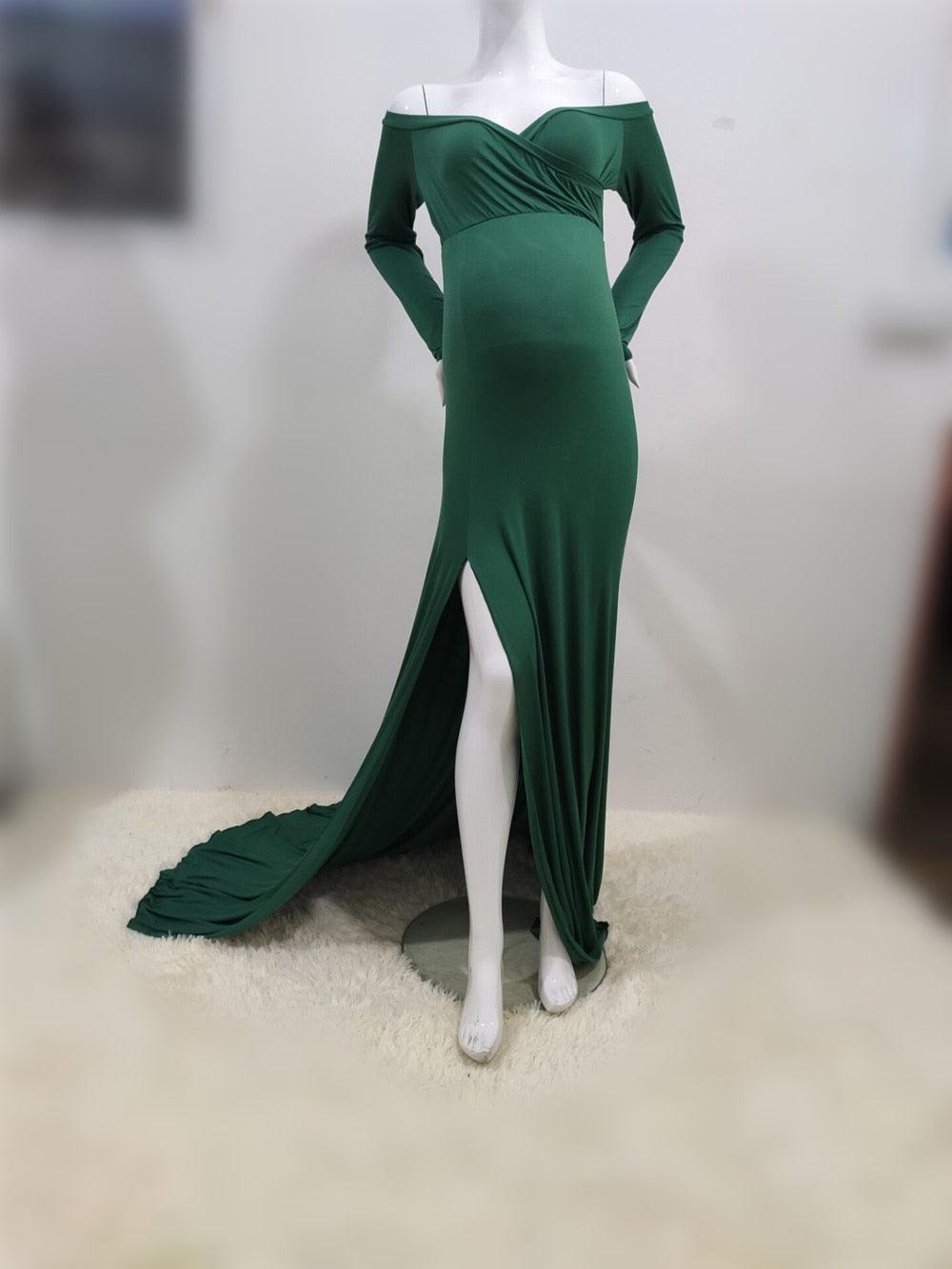 Sexy Maternity Dresses - For Photo Shoot Maxi Gown Split Side Women Pregnant Photography Props (1U5)(Z6)(Z8)(1Z1)(2Z1)(3Z1)(4Z1)(7Z1)