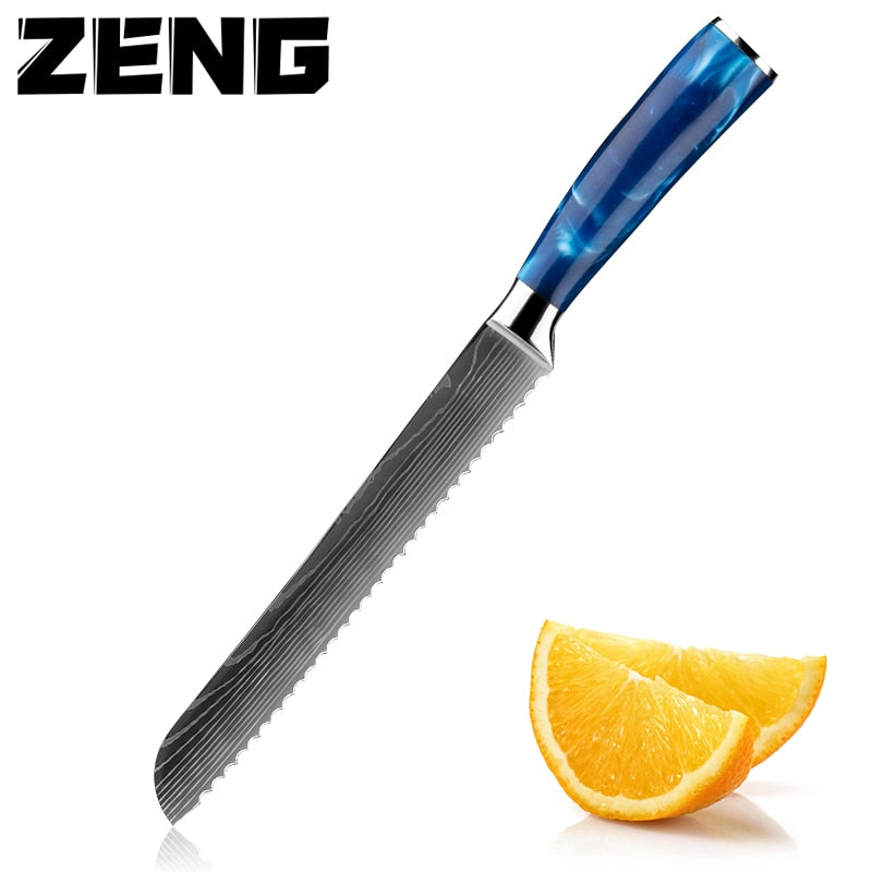 New Japanese Kitchen Knives Laser Damascus Pattern Chef Knife Sharp Santoku Cleaver Slicing Utility Knives Tool (AK5)(1U61)