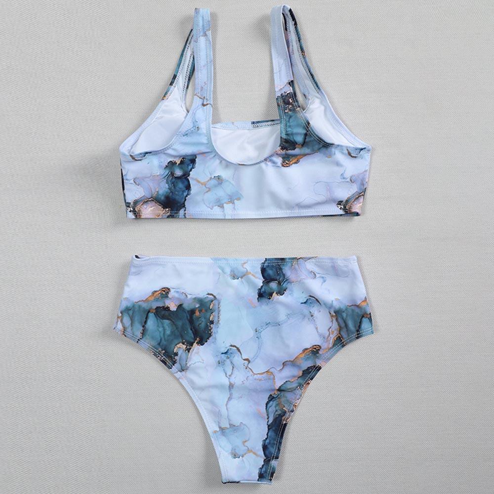 New Print Sport Bandeau Push up Bikinis - Sexy Marble Women Swimsuit High Waist Swimwear Women bathing suit Beach wear (TB8D)(1U26)(F26) - Deals DejaVu