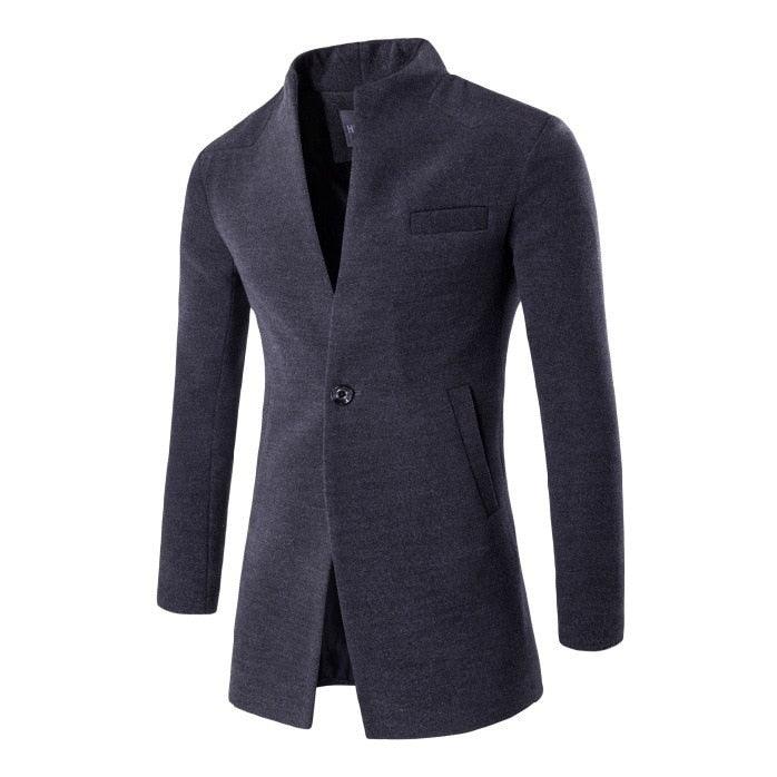 Dealsdejavu Autumn Khaki Velvet Long Coat Men Solid -Slim Windproof Warm Plus Size Office Business Overcoat (D100)(TM4)(CC1) - Deals DejaVu