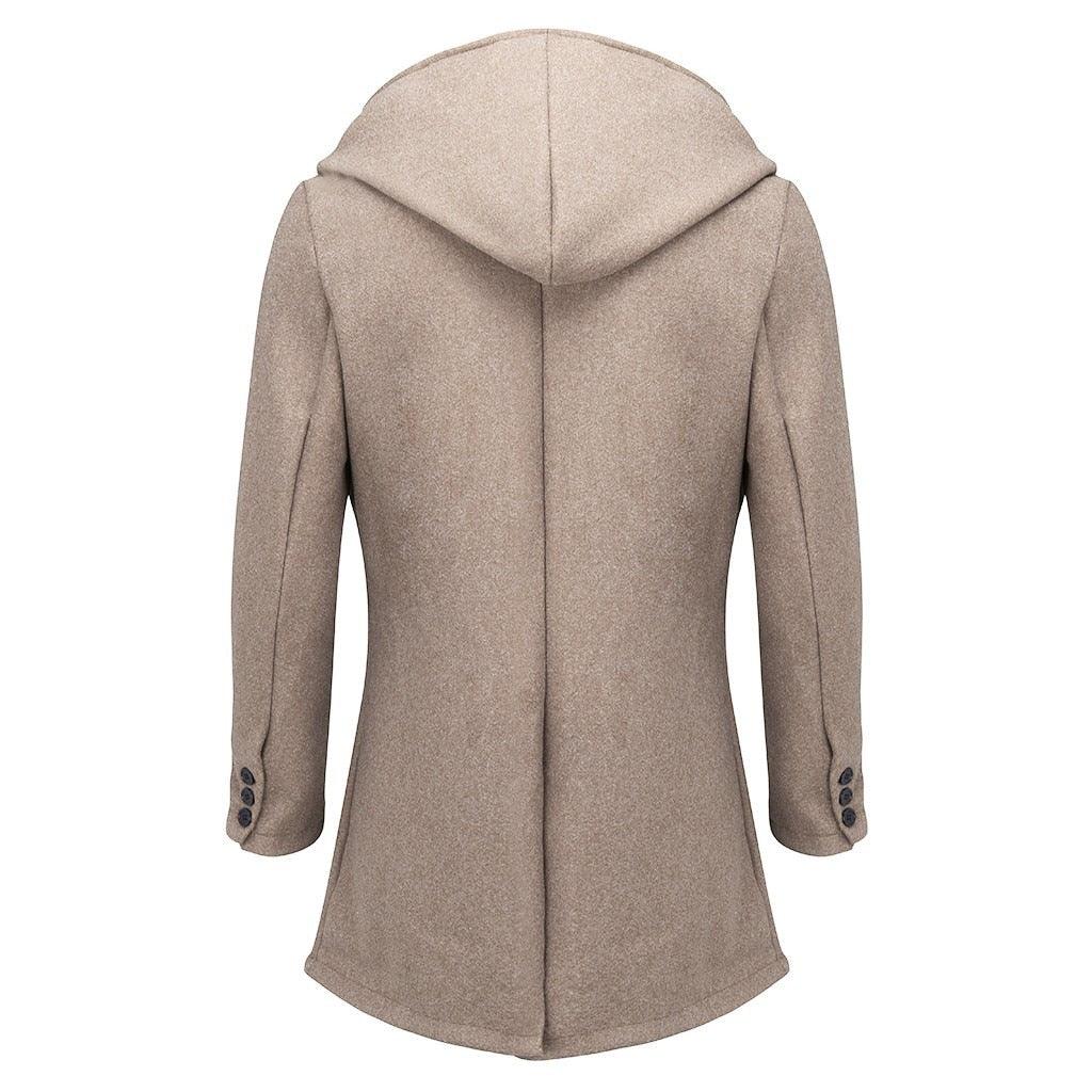 Solid Winter Trench Mens England Style Long Sleeve - Casual Slim Warm Double Breasted Coats Men Hooded Male Hoodies (D100)(TM4)(CC1) - Deals DejaVu