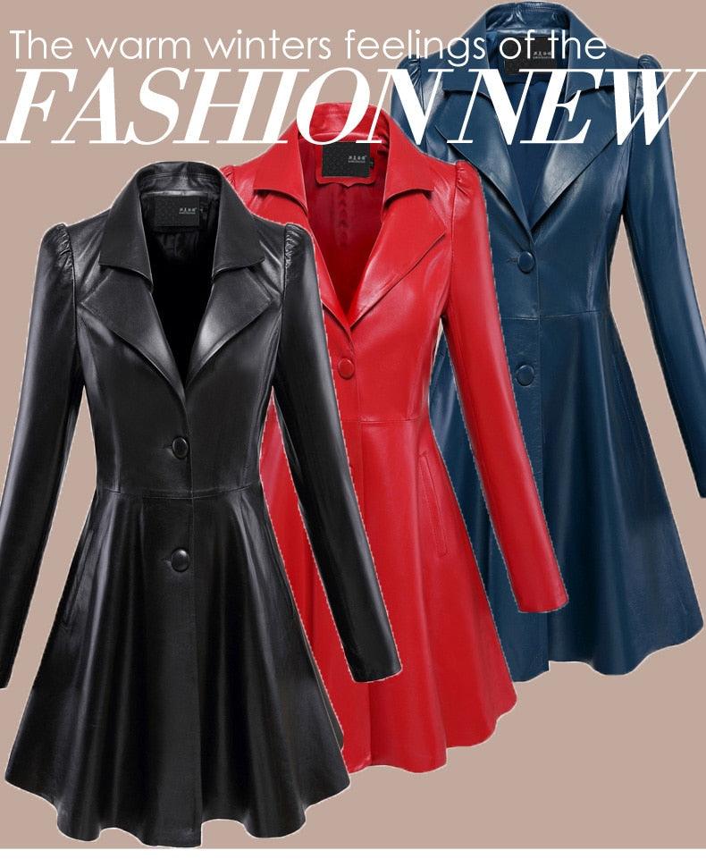 Gorgeous Fit and flare faux leather coat - Notched lapel long sleeve puff sleeve Skirted Black Elegant leather blazer- slim fit (TB8B)(TB8A)(TP3)(1U23) - Deals DejaVu